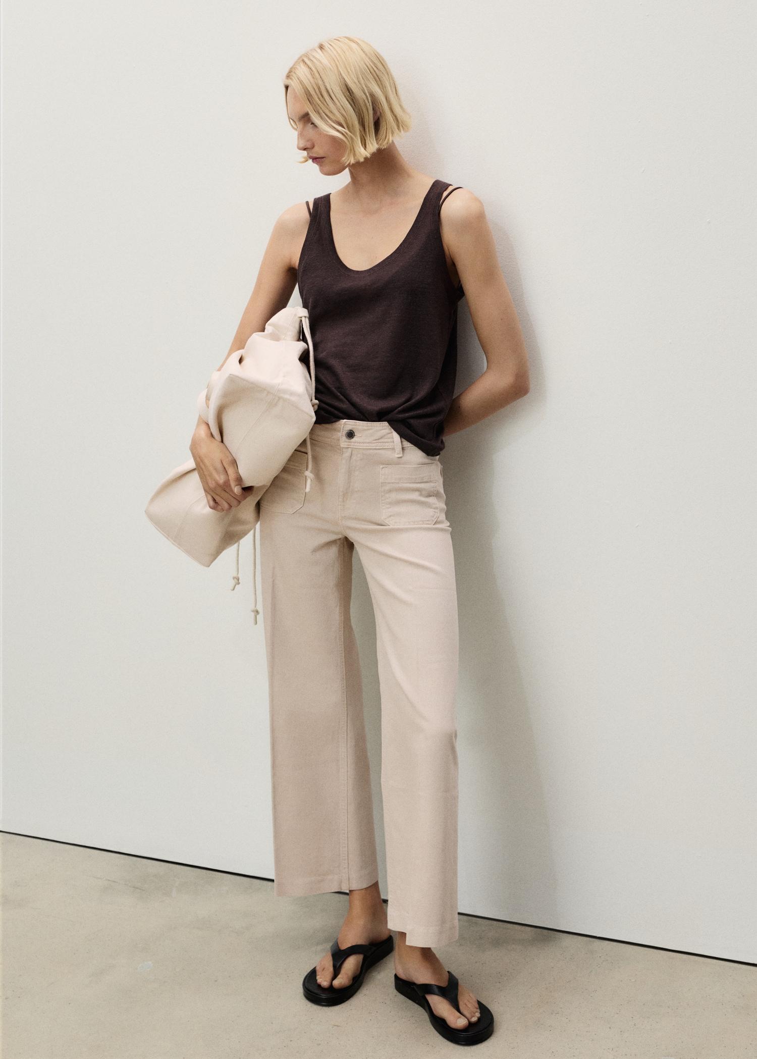 Wide-leg jeans with pockets - Women | MANGO USA Product Image