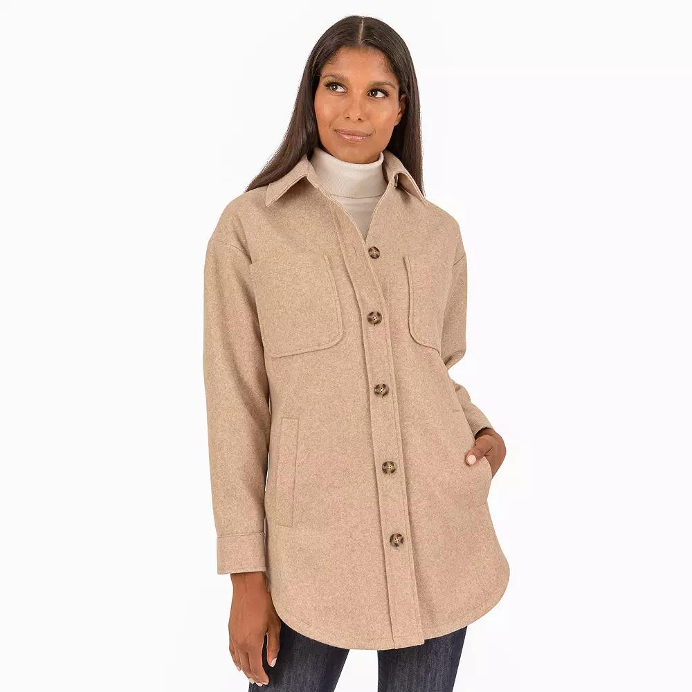 Women's Fleet Street Button Down Midweight Fleece Shirt Jacket, Size: Large, Brown Product Image