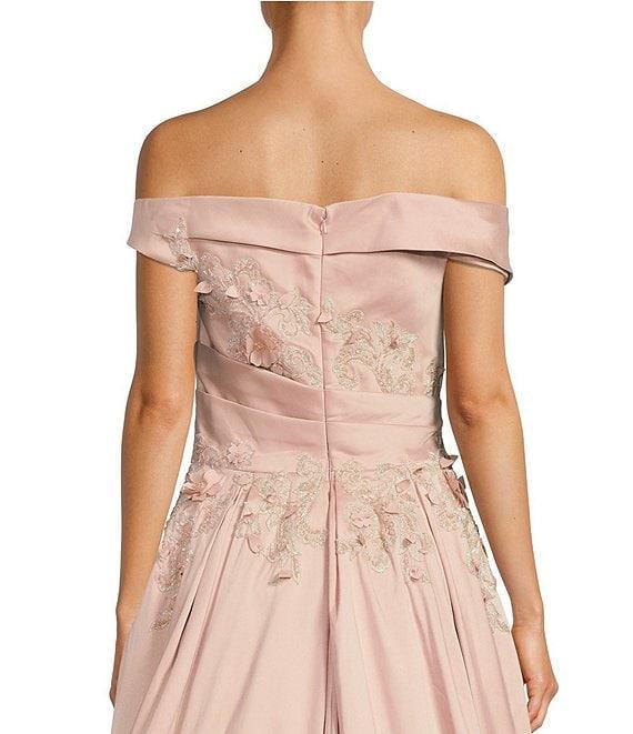 Terani Couture Off-the-Shoulder 3D Floral Detailed Embroidered Cascading Ball Gown Product Image