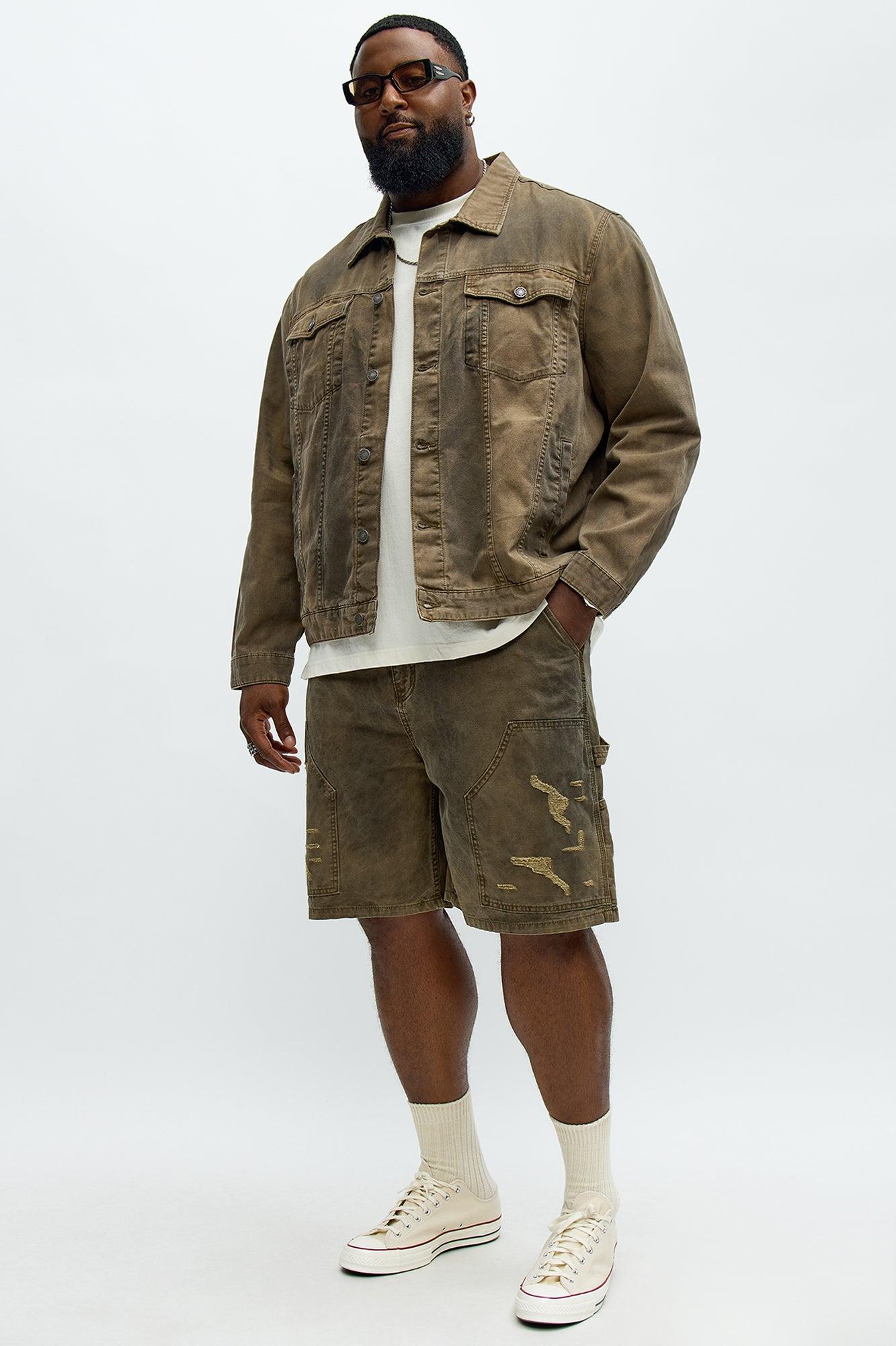 Worn Wild Distressed Relaxed Shorts - Brown Male Product Image