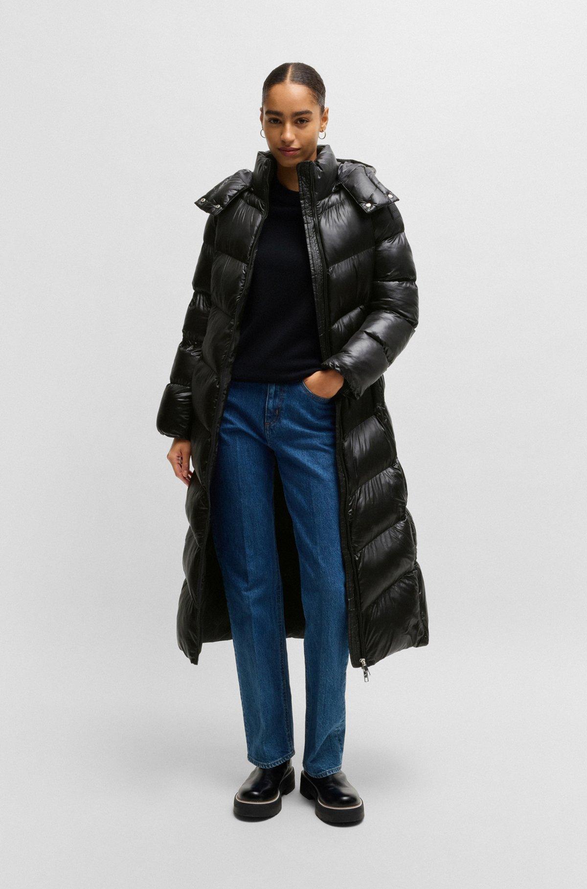 BOSS - Water-repellent puffer jacket with logo belt - Black Product Image