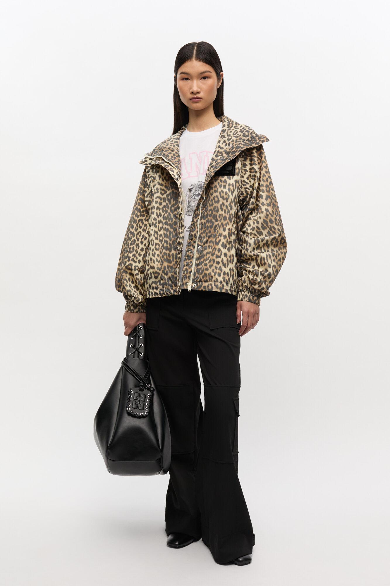 Leopard Print Nylon Jacket Product Image