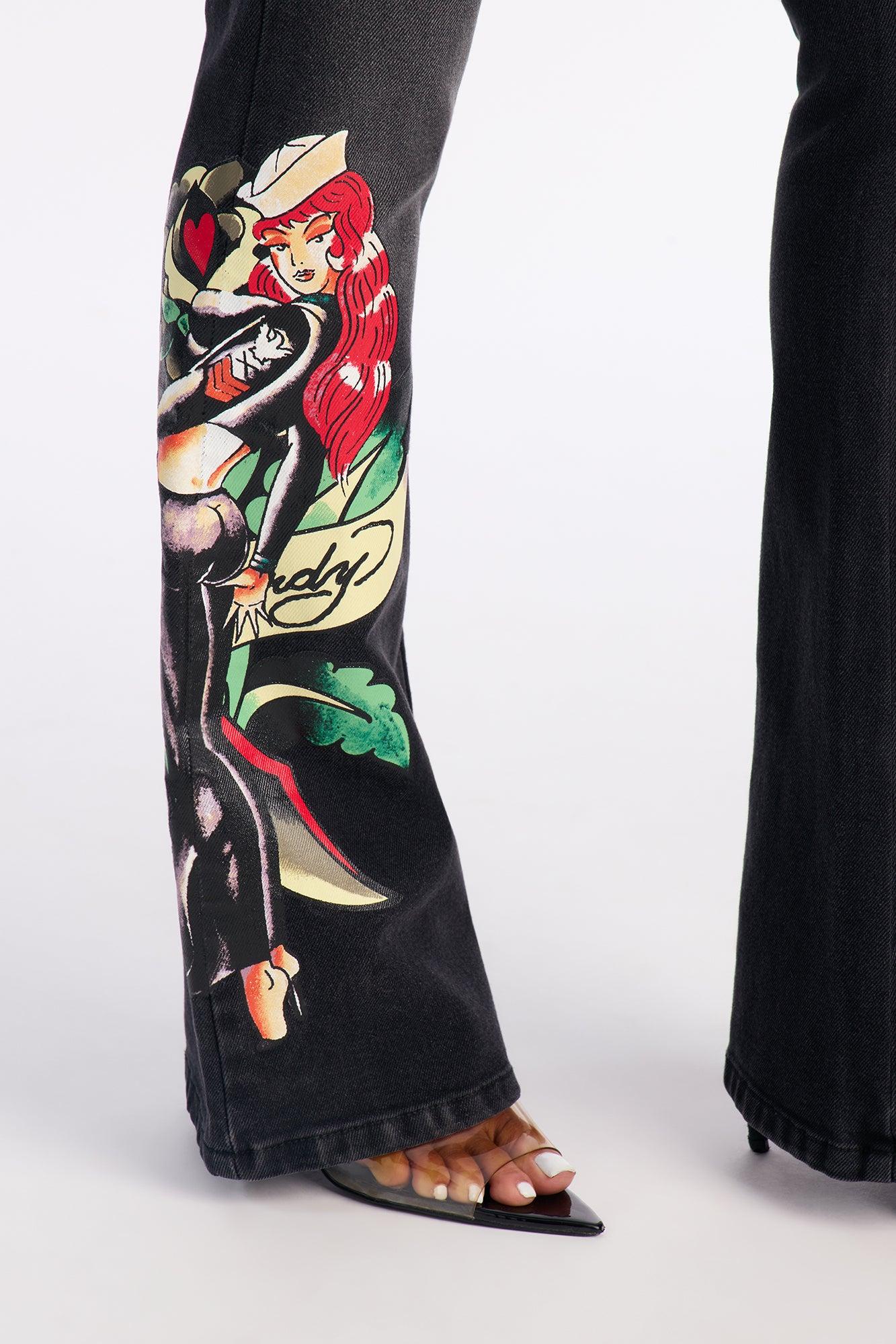 Ed Hardy Hello Sailor Bootcut Jeans - Dark Grey Female Product Image