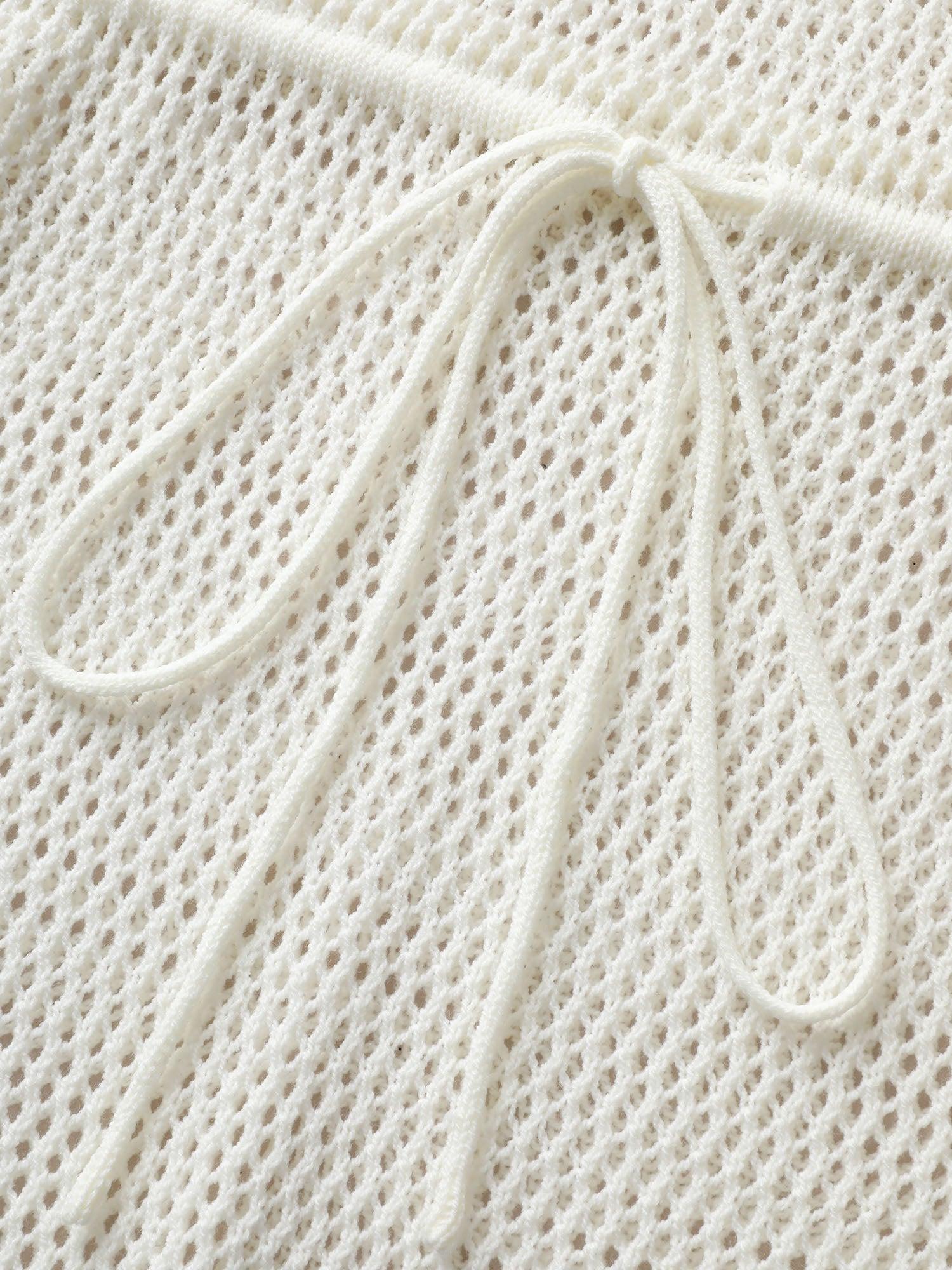 Deep V Neck Contrast Striped Drawstring Swim Cover Up Female Product Image