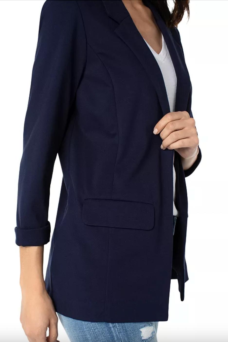 Boyfriend Blazer W/ Princess Darts - Cadet Blue Product Image
