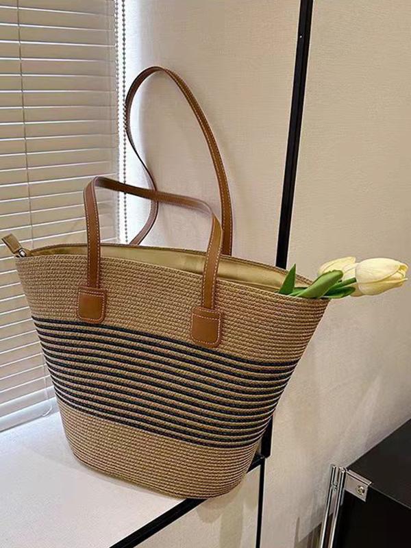Split-Joint Woven Shoulder Bags Tote Bags Product Image