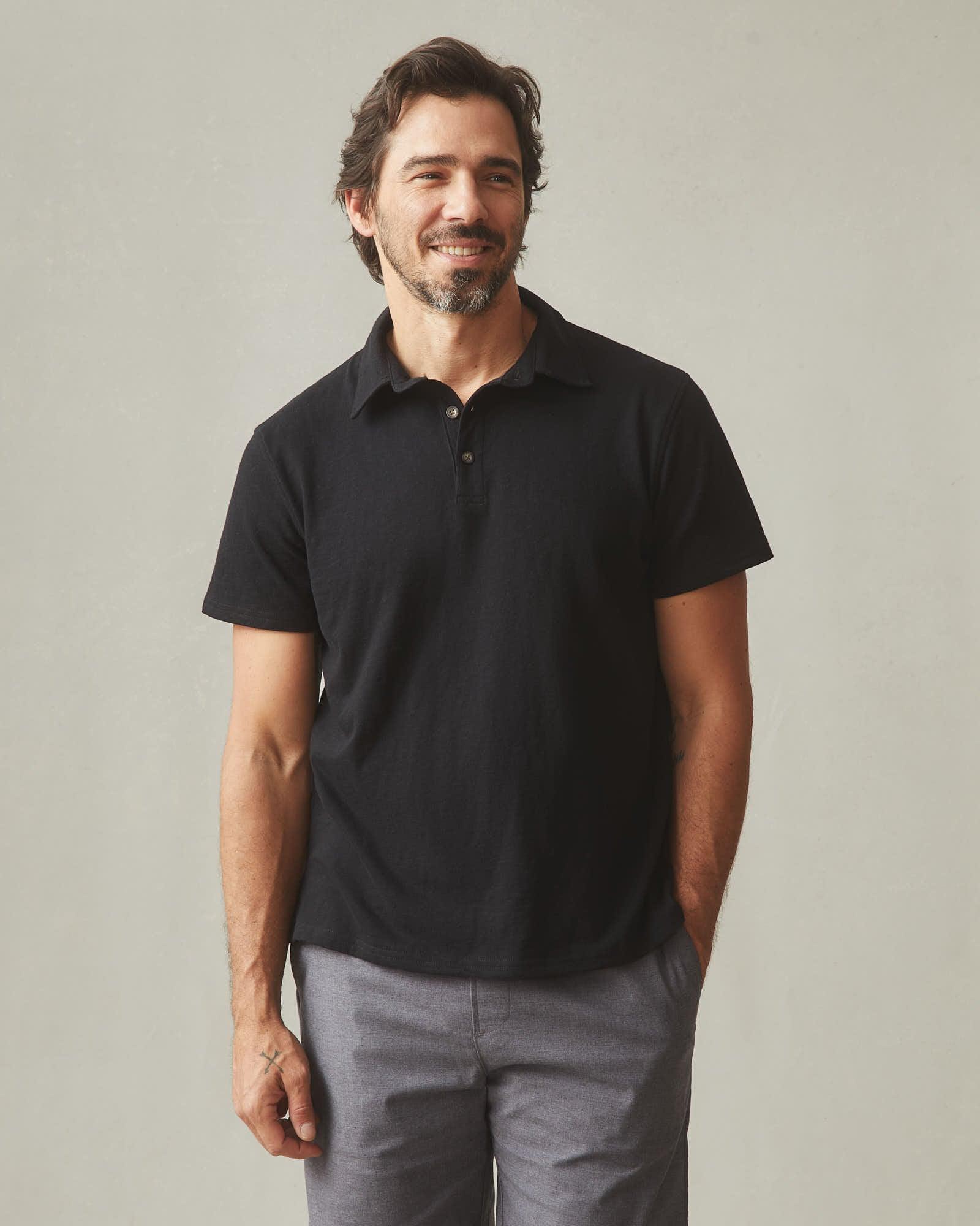 Men's Premium Slub Polo - Black Product Image