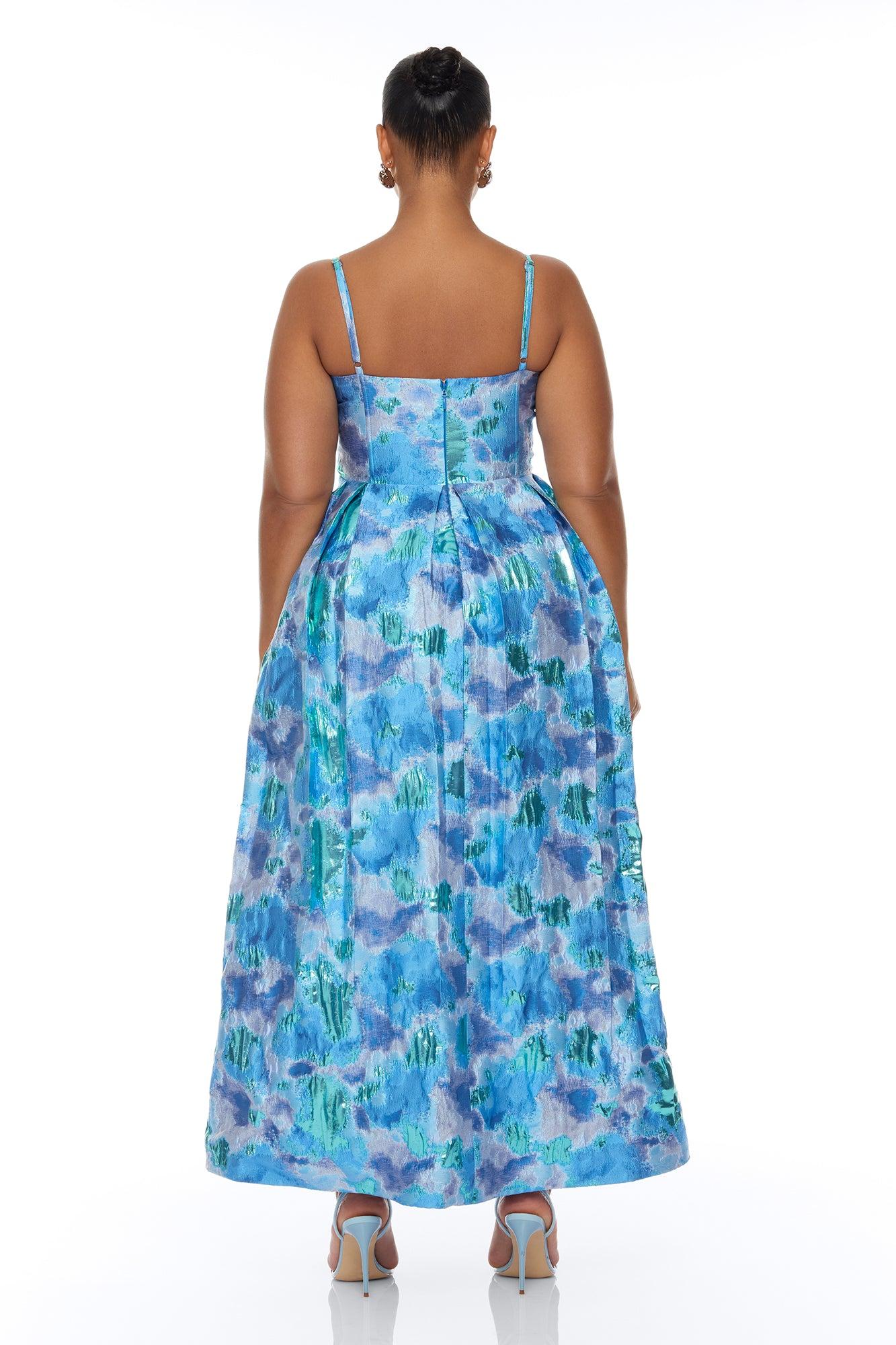 Juliette Jacquard Midi Dress - Blue/combo Female Product Image