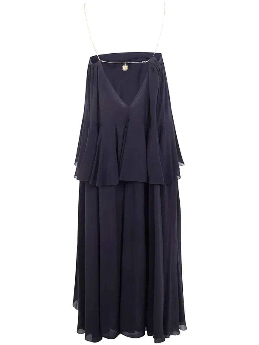CHLOÉ Open-back Embellished Tiered Silk-georgette Maxi Dress In Black Product Image