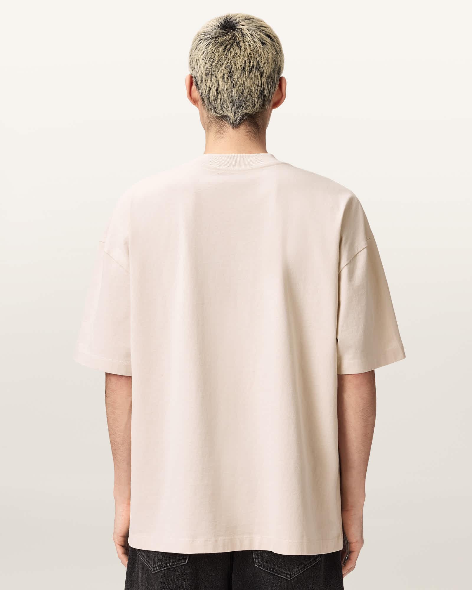 Xander Flocked Logo Oversized T-Shirt MUTED WHITE | ALLSAINTS US Product Image