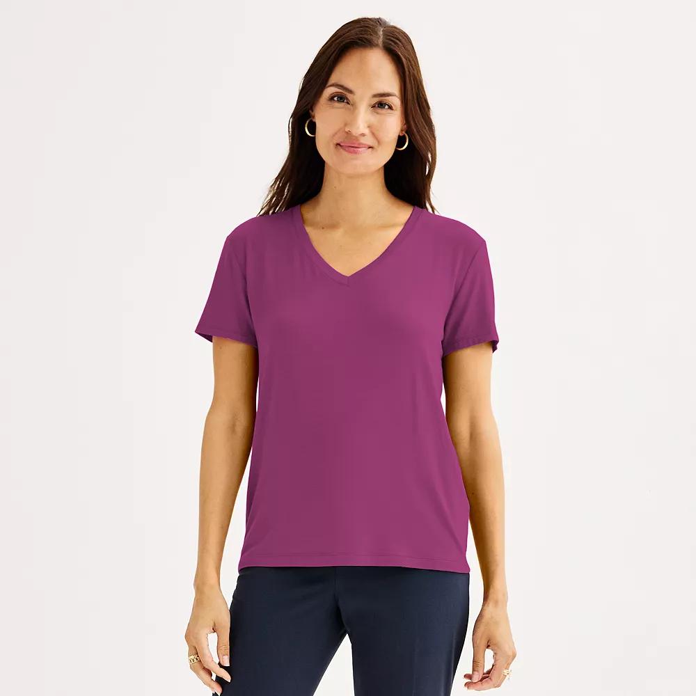 Women's Nine West Essential V-Neck T-Shirt, Size: Small, Moroccan Blue Product Image