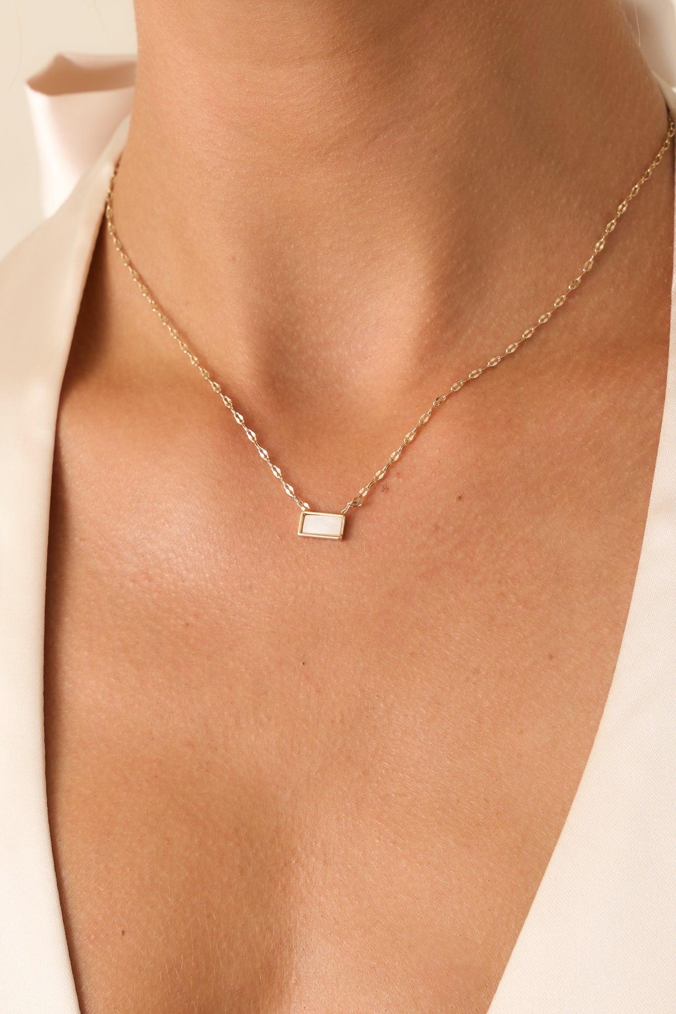 Dreamt Of This Moment Gold Ivory Pearlescent Stone Necklace Product Image