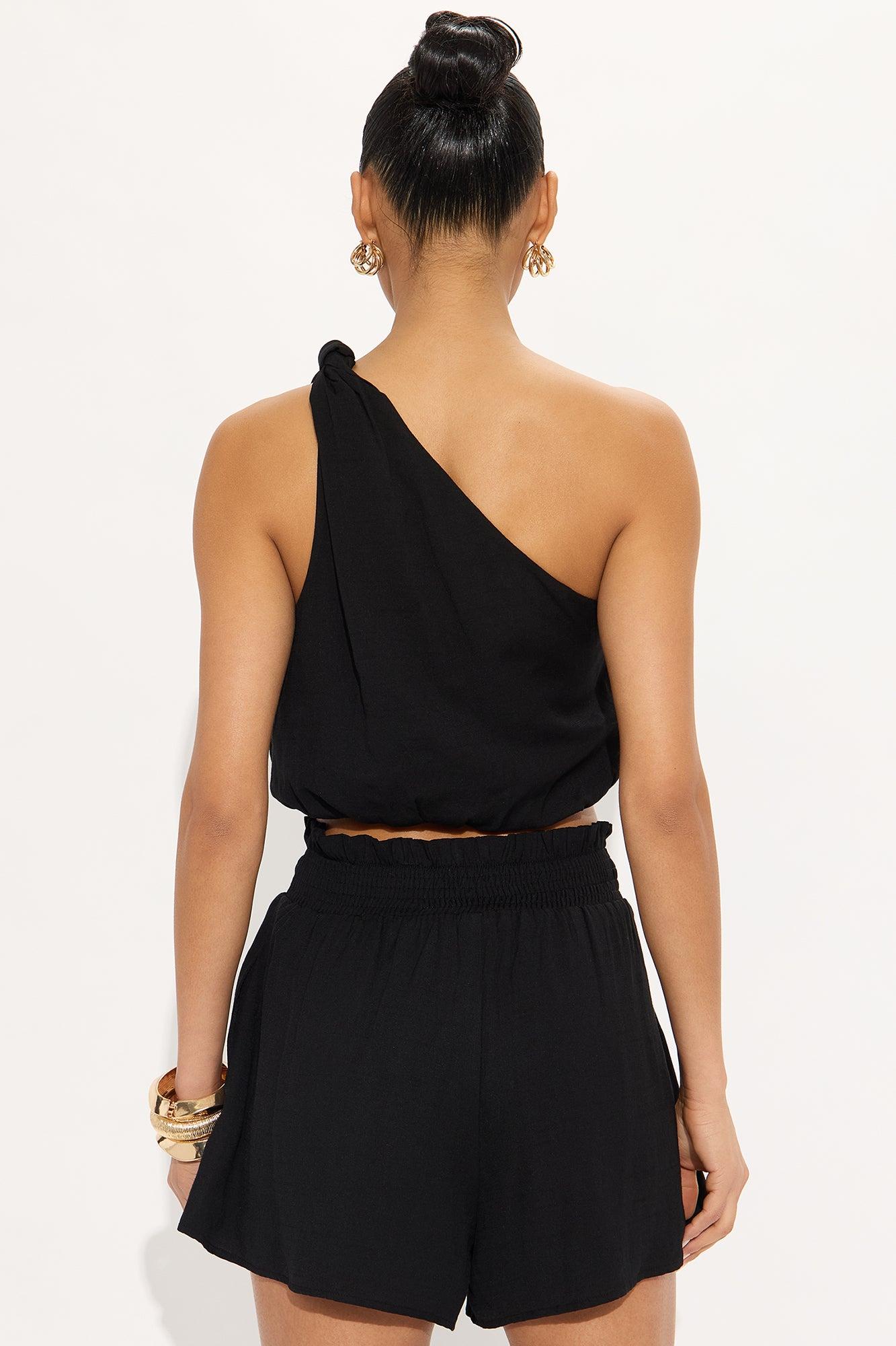 Serena Linen Short Set - Black Product Image