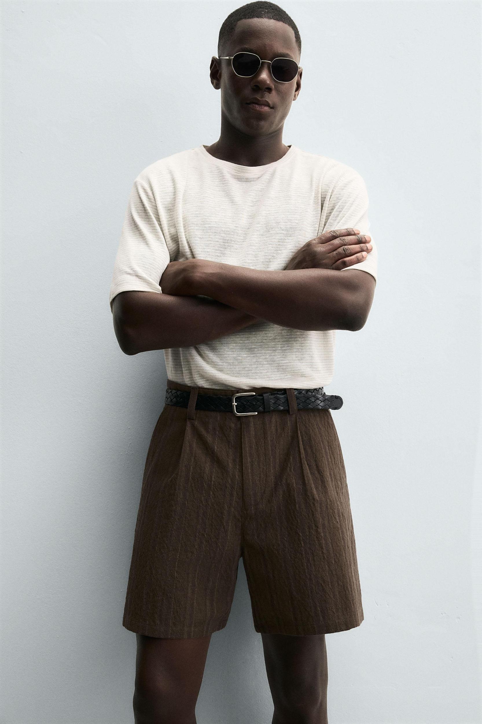 HEMP-VISCOSE STRIPED T-SHIRT Product Image