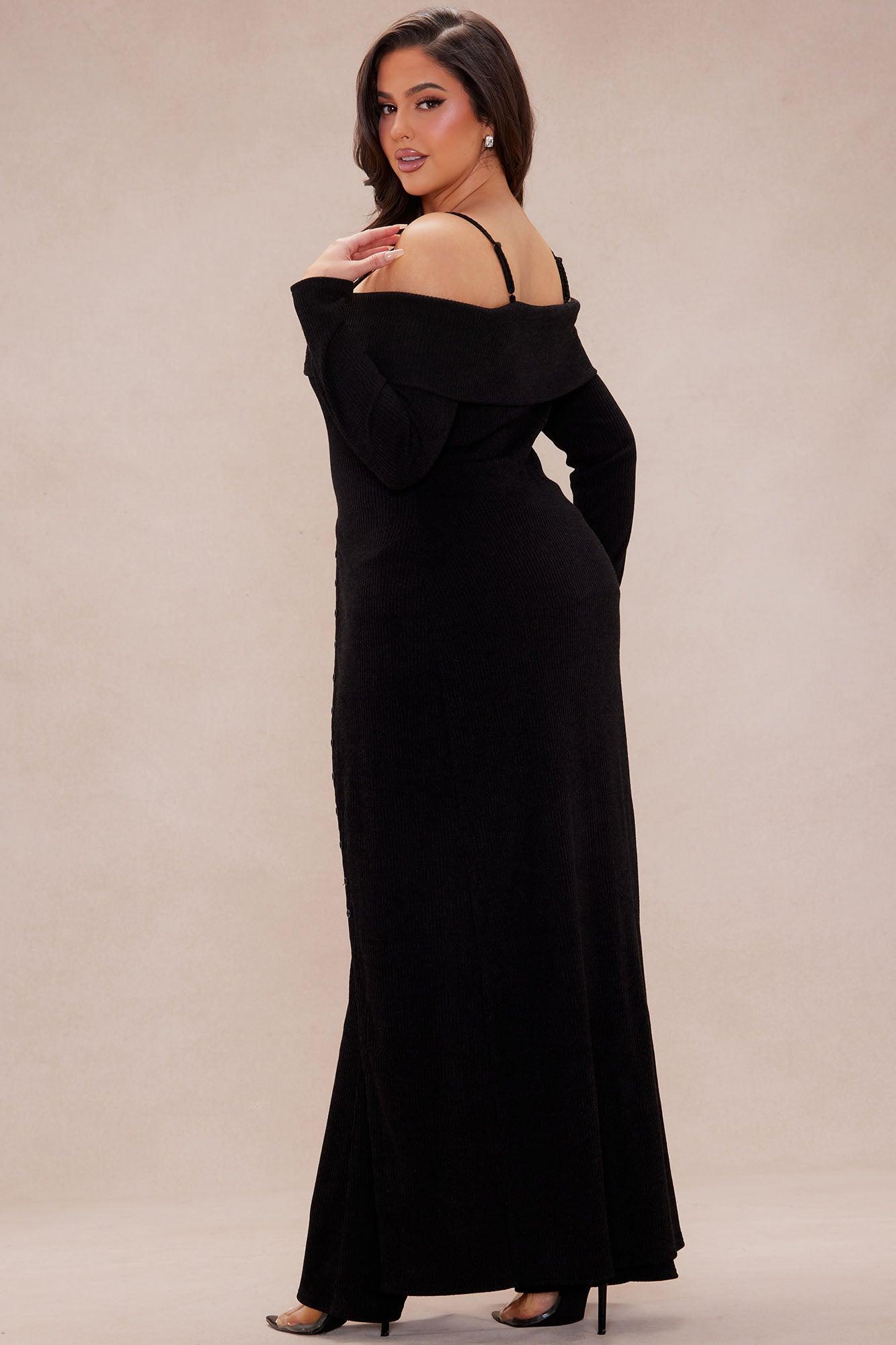 Serenity Maxi Sweater Pant Set - Black Product Image