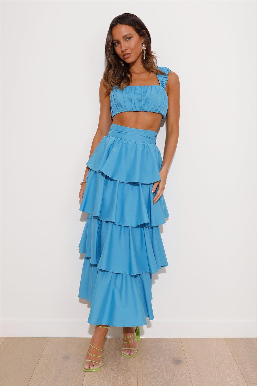 Hour To Shine Midi Skirt Blue Product Image