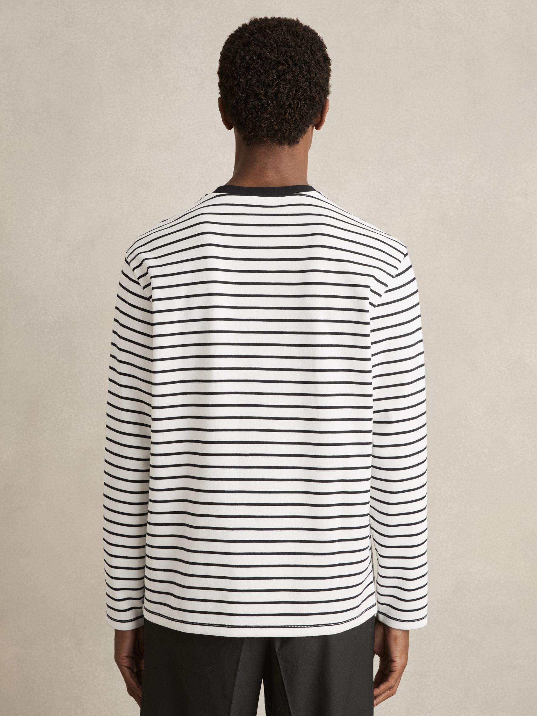 Breton-Stripe Long-Sleeve T-Shirt in White/Navy Product Image