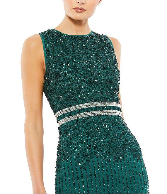 Mac Duggal Sleeveless Sequined Chiffon Midi Dress Product Image