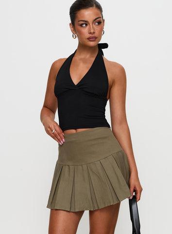 Feodora Pleat Mini Skirt Khaki Product Image