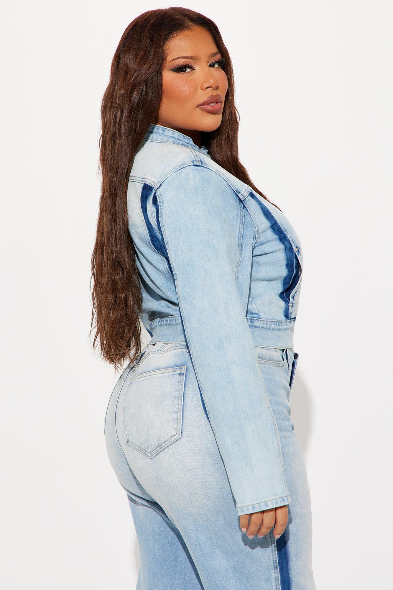 Speed It Up Stretch Moto Denim Jacket - Light Wash Product Image