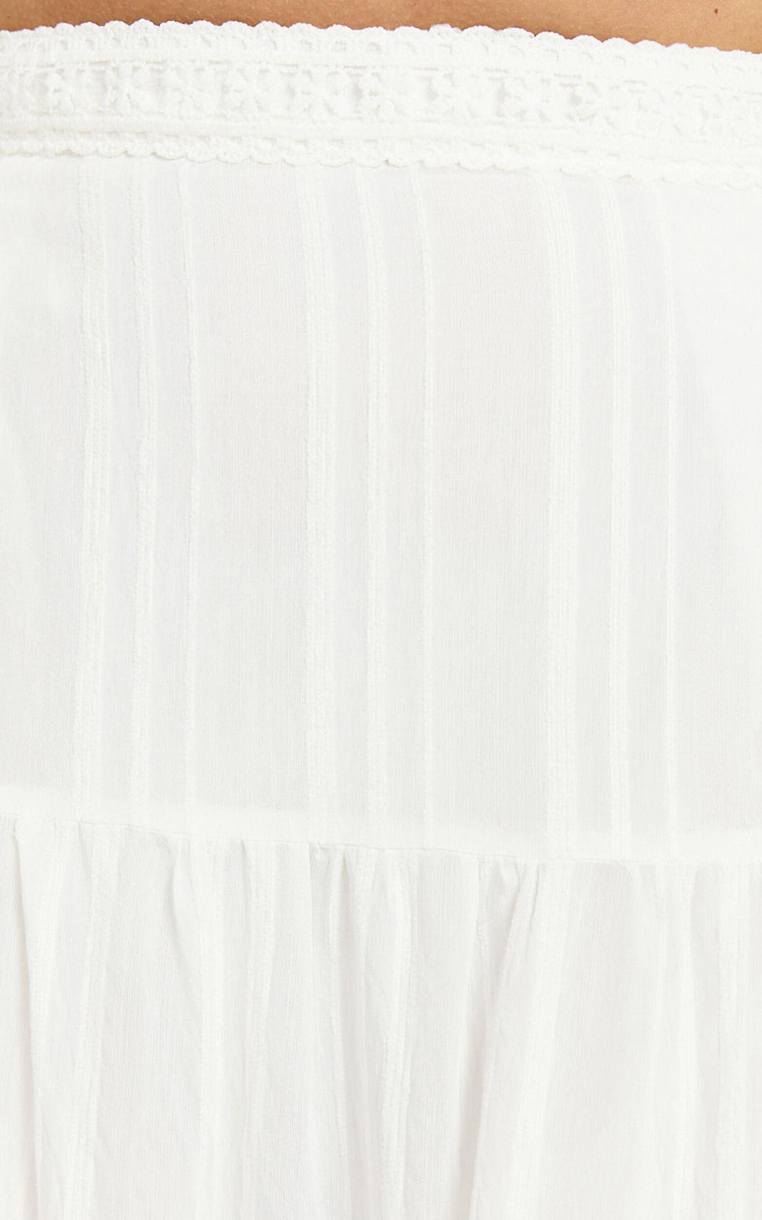 Kamiko Two Piece Set - Lace Trim Sweetheart Top and Lace A Line Skirt in White Product Image