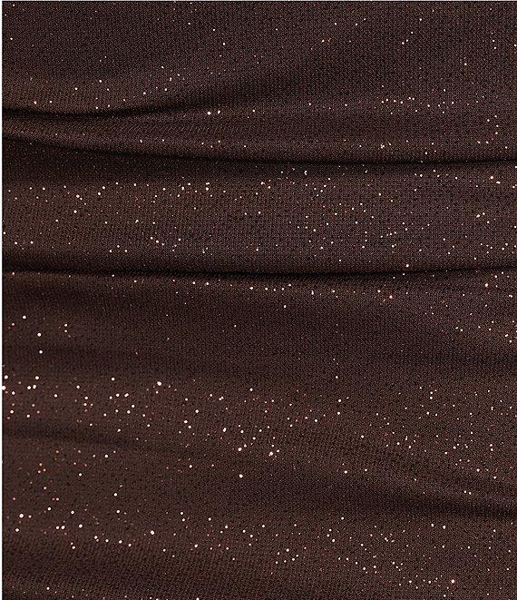 Jump Glitter Square Neck Ruched Long Sleeves With Ties At Hemline Dress Product Image