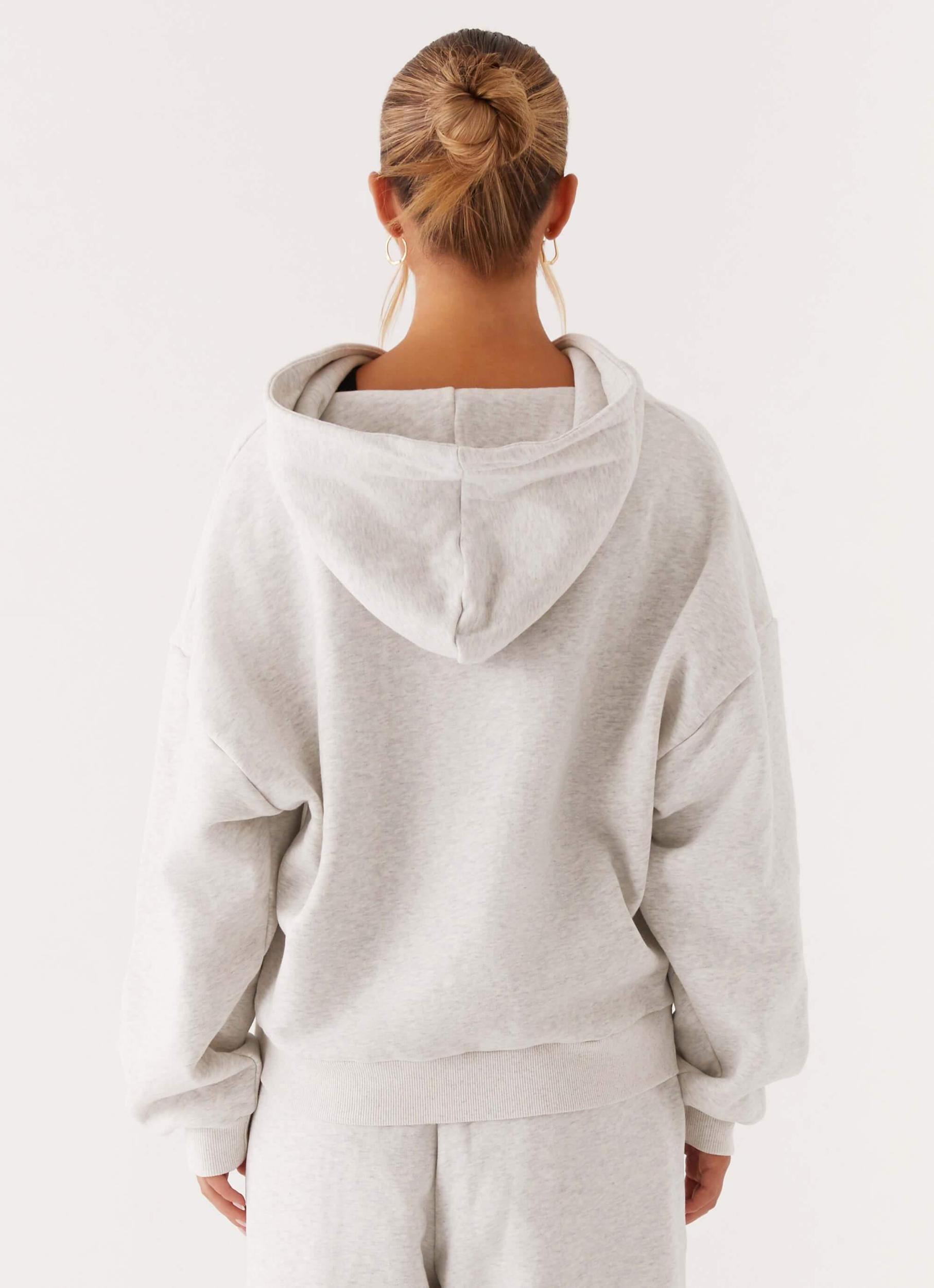 Signature Double Zip Up Hoodie - Grey Product Image