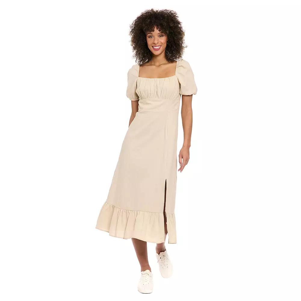 Women's London Times Floral Squareneck Puff Sleeve Empire Waist Midi Dress,  Product Image