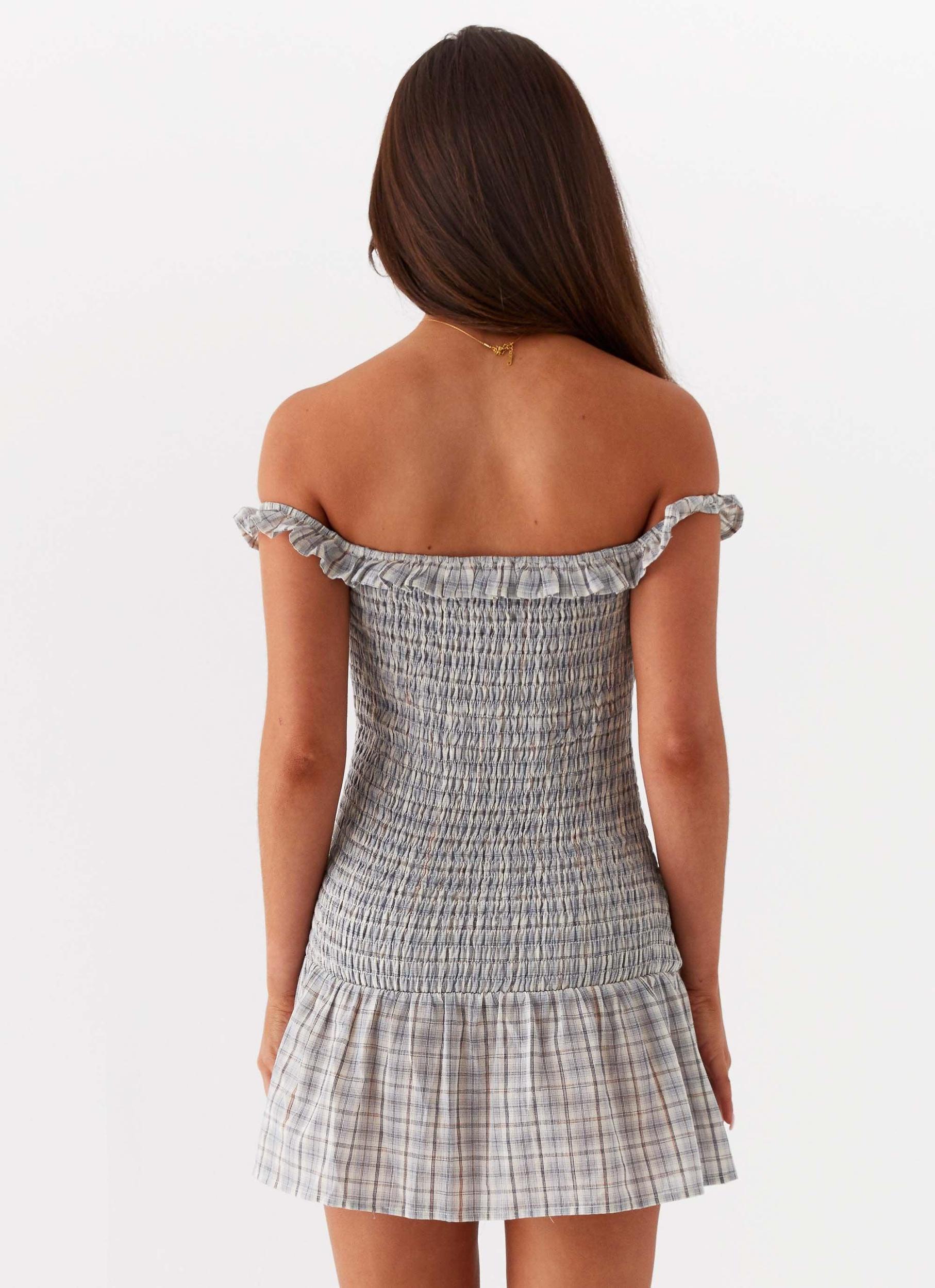 Anica Check Mini Dress - Grey Check Product Image
