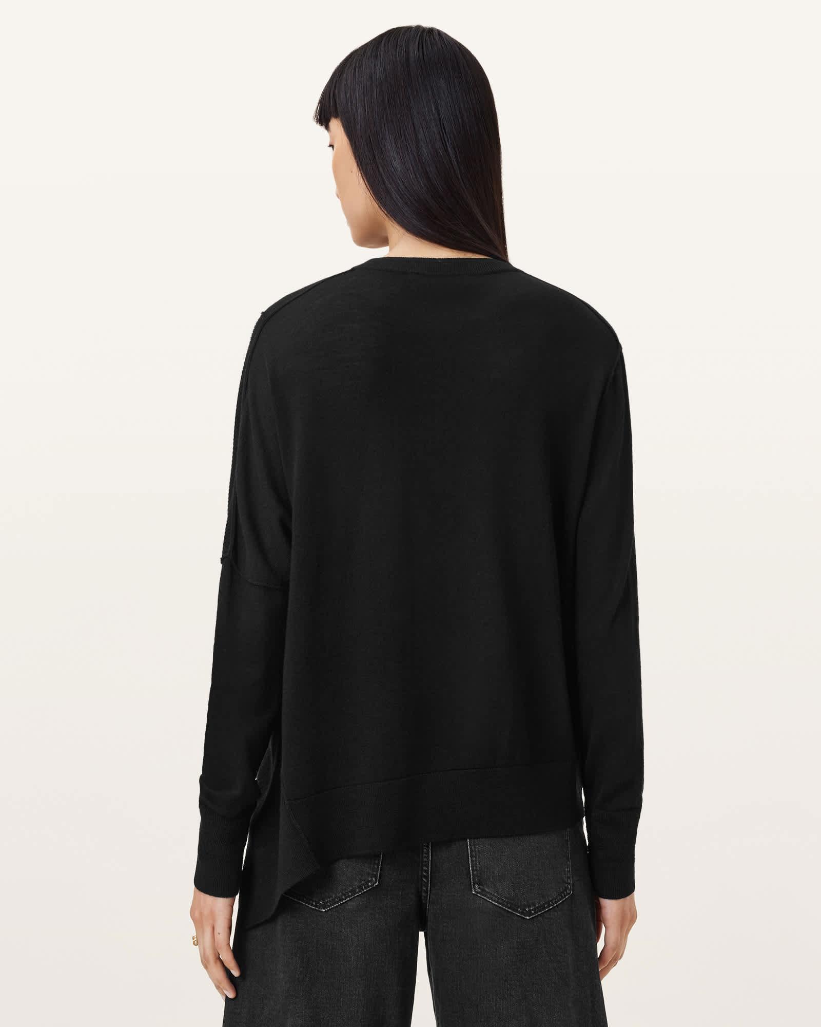 Isla Crew Neck Merino Sweater Black | ALLSAINTS US Product Image