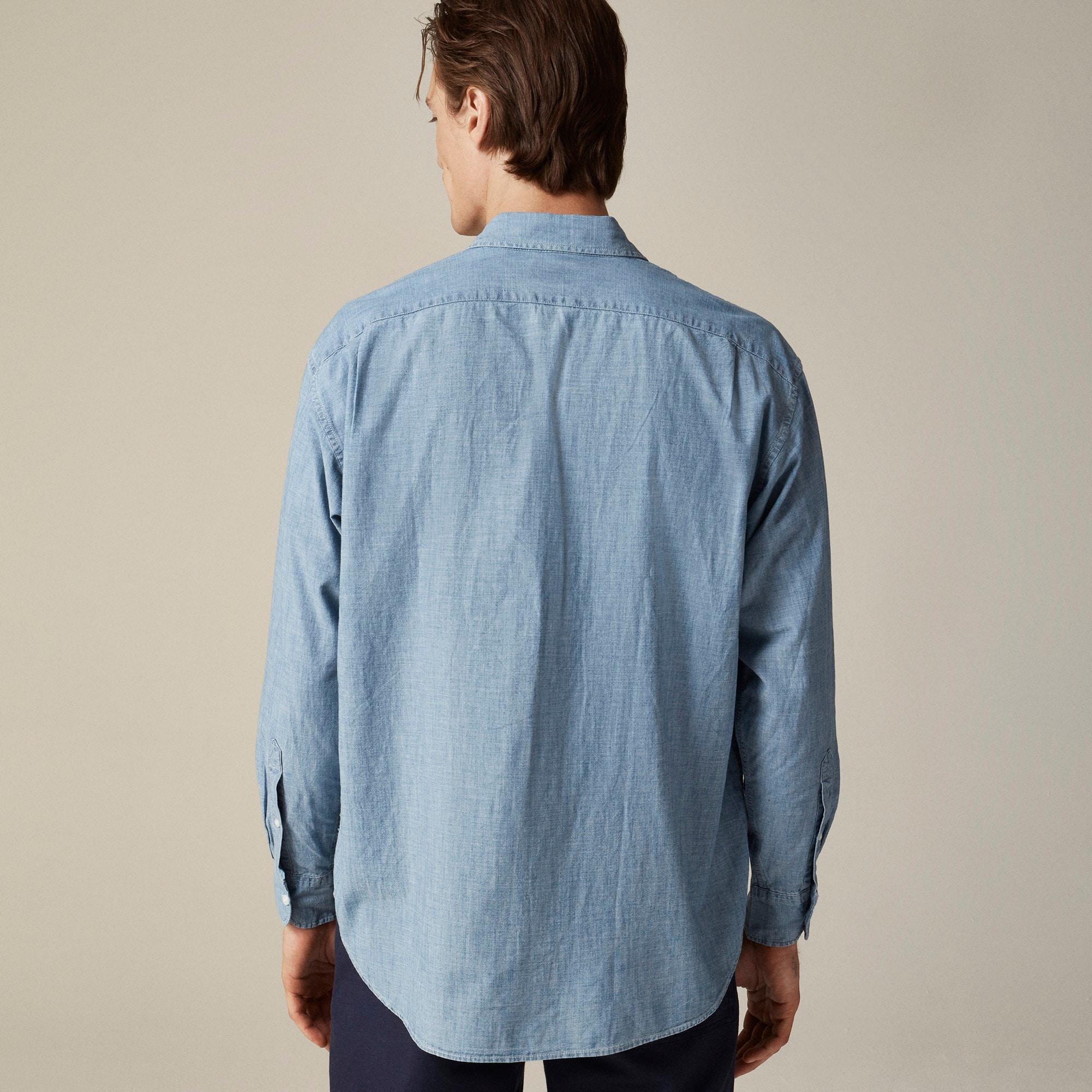 Giant-fit organic cotton chambray workshirt Product Image