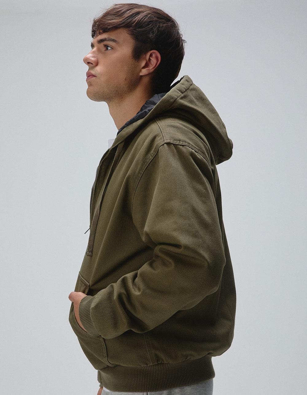 RSQ Mens Oversized Hooded Twill Jacket - OLIVE Product Image