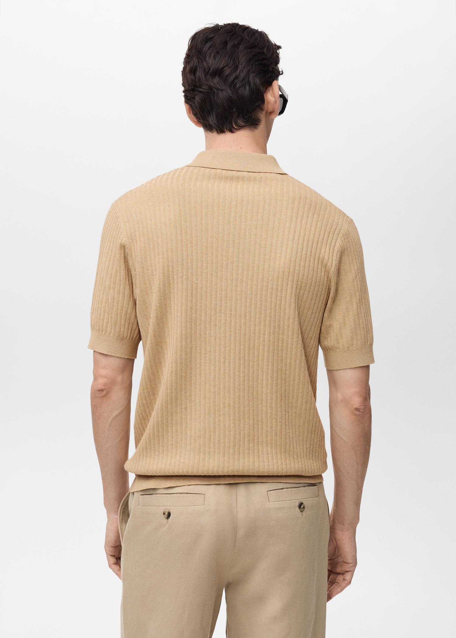 Rib-knit cotton-blend polo shirt - Men | MANGO USA Product Image