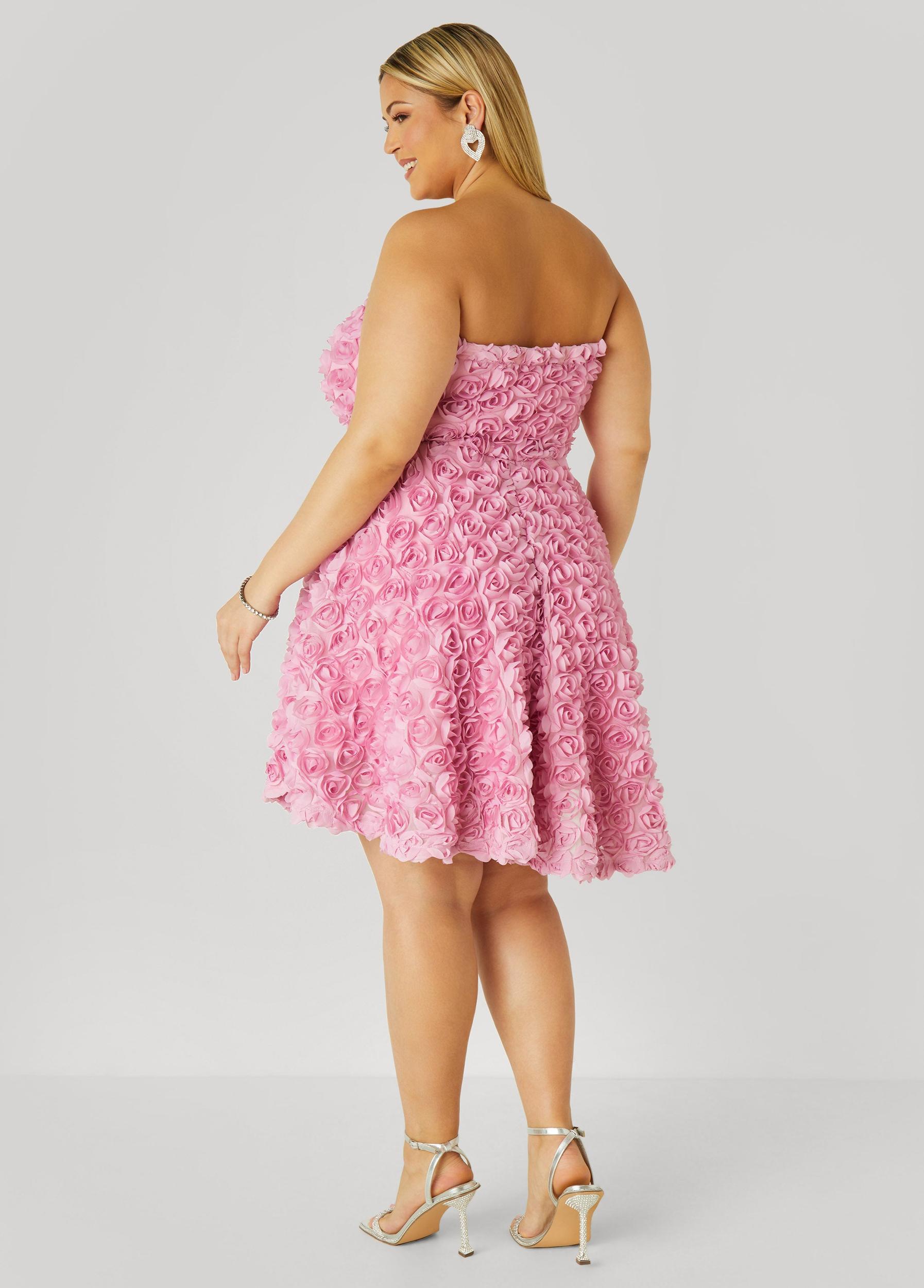 Plus Size Strapless Rosette A Line Dress Ashley Stewart Product Image