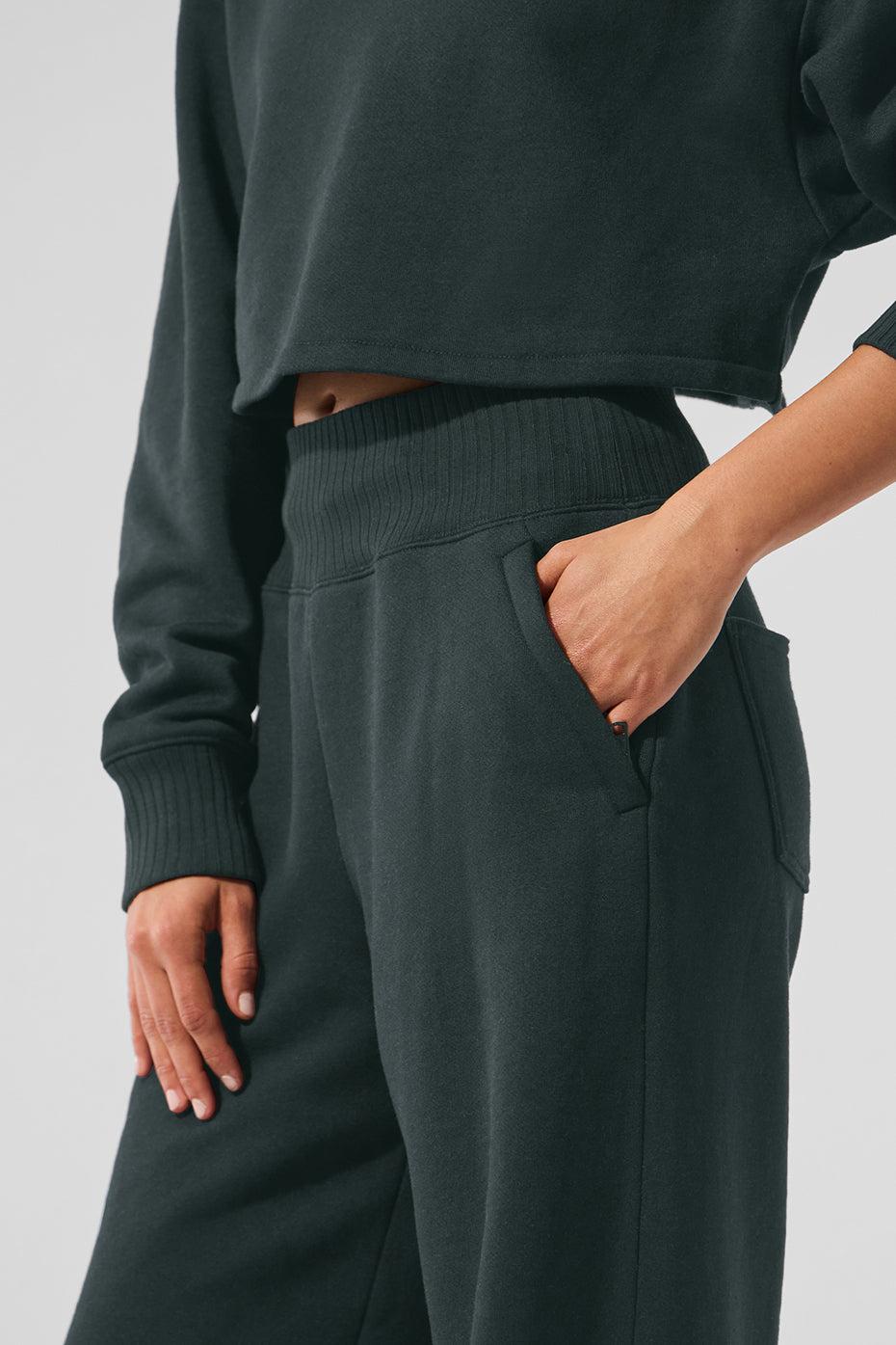 Serenity Wide Leg Sweatpant - Charcoal Green Product Image