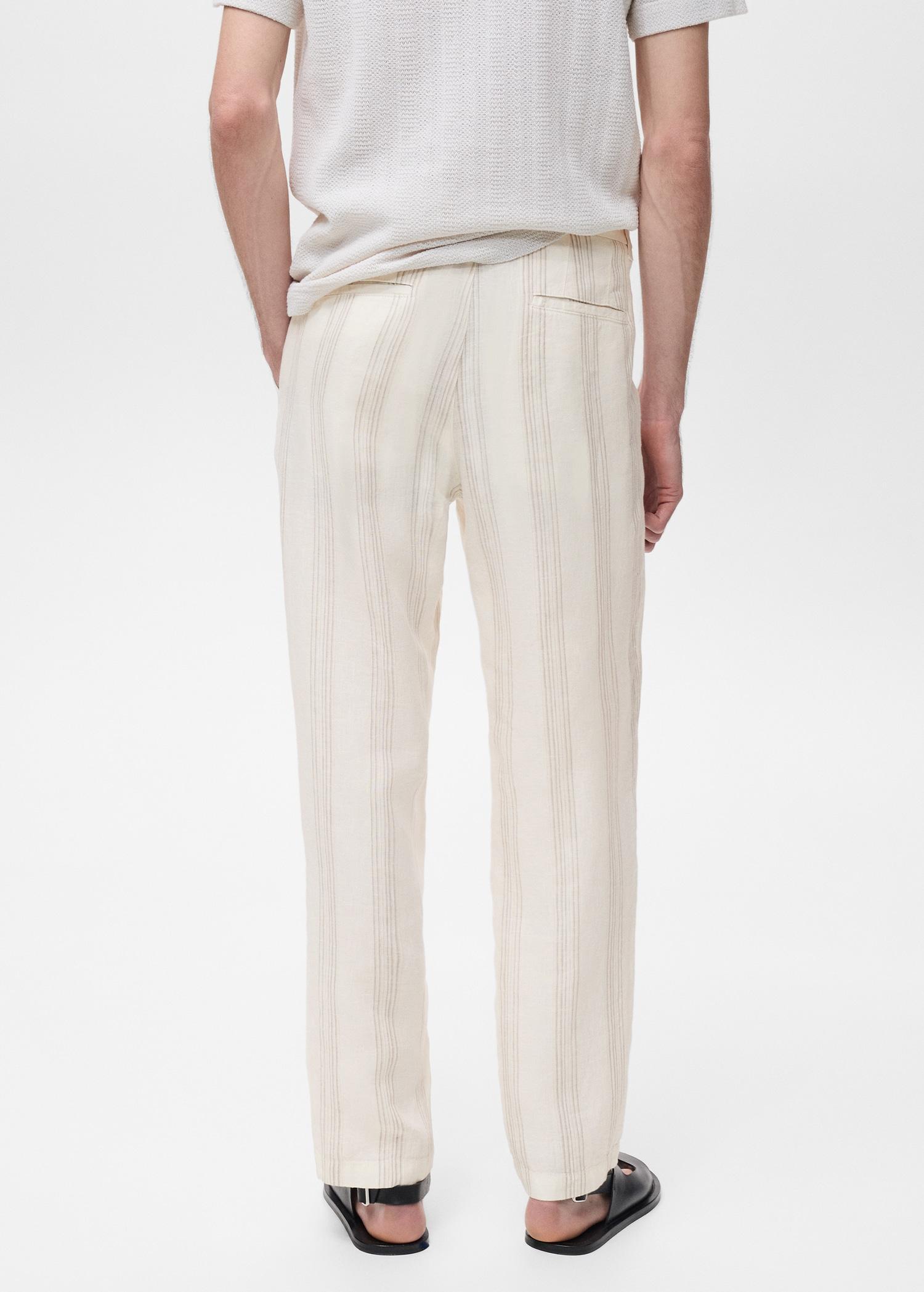 100% linen pants with elastic waistband - Men | MANGO USA Product Image
