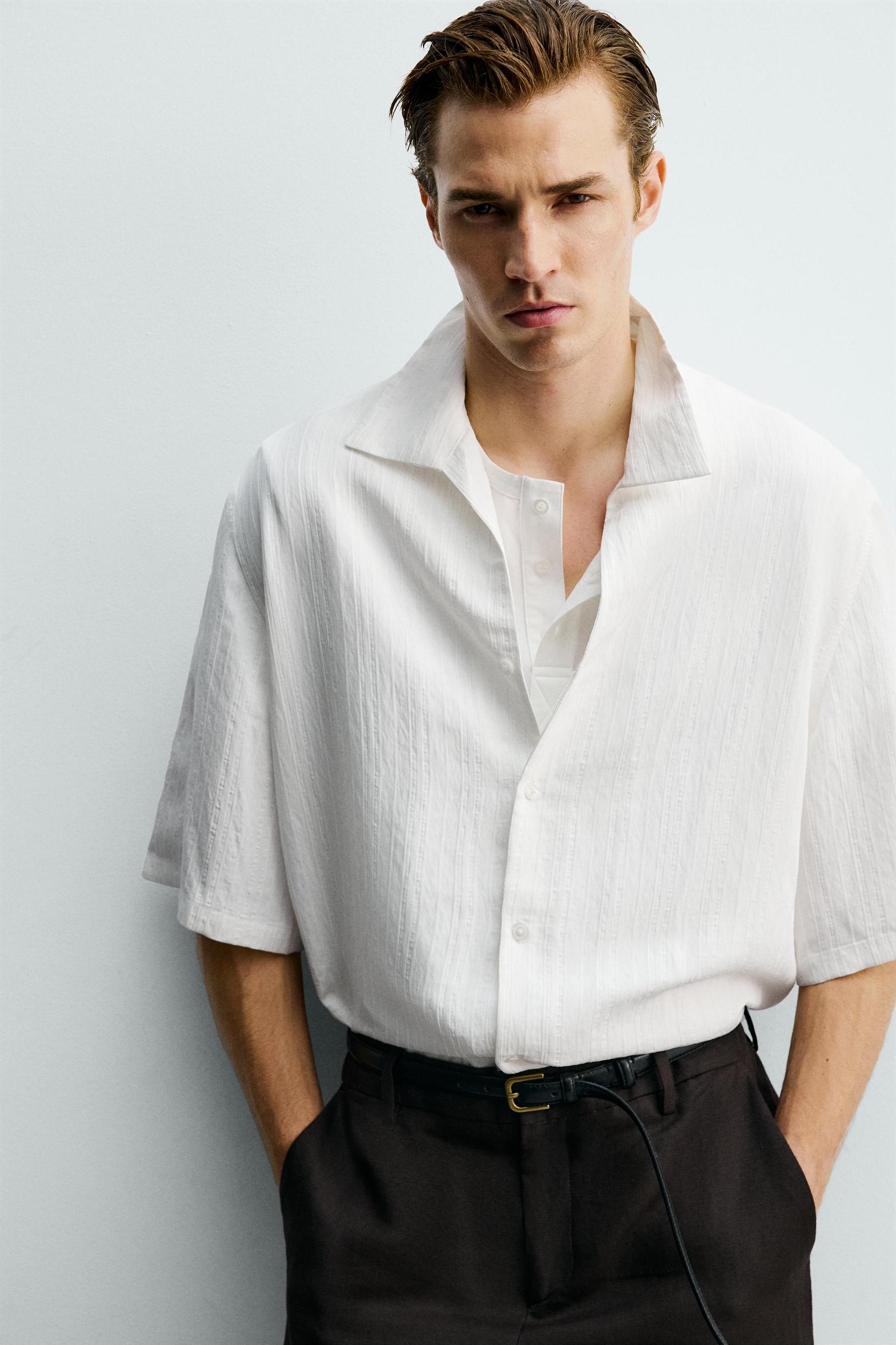 STRIPED JACQUARD BOXY FIT SHIRT Product Image