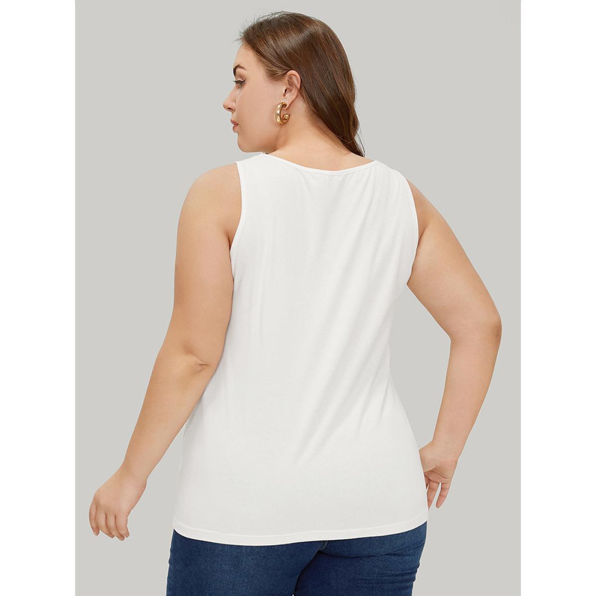 Plus Size Figure Print Sleeveless Tank Top Women White Casual Dailywear Tank Tops Camis BloomChic 28/5X Product Image