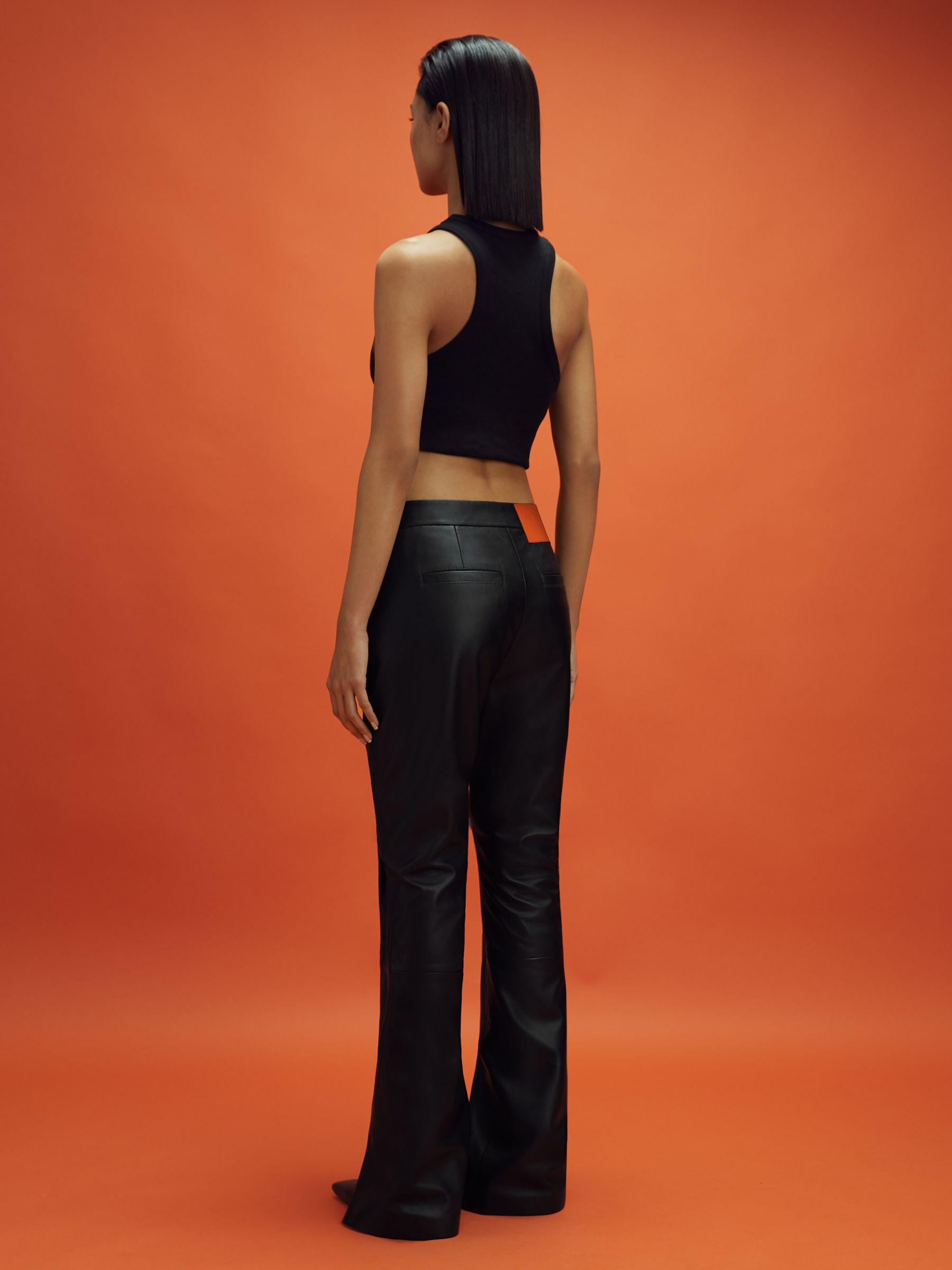 McLaren F1 Front Split Leather Trousers in Black Product Image