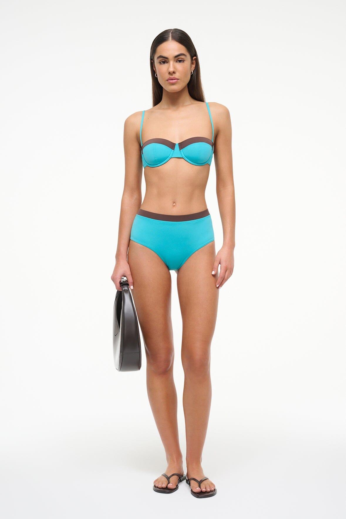 JO BALCONETTE BIKINI TOP | TEAL DARK CHOCOLATE Product Image