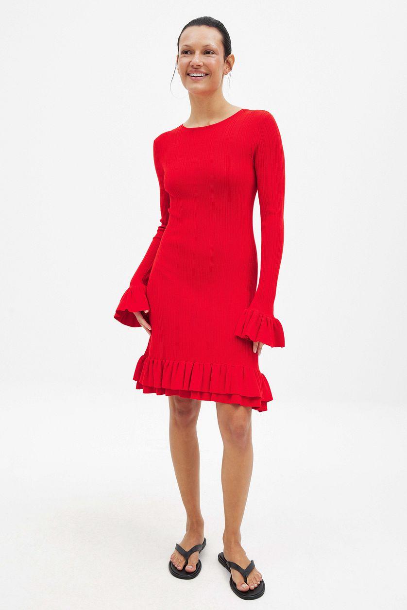 Knitted Frill Detail Mini Dress Product Image