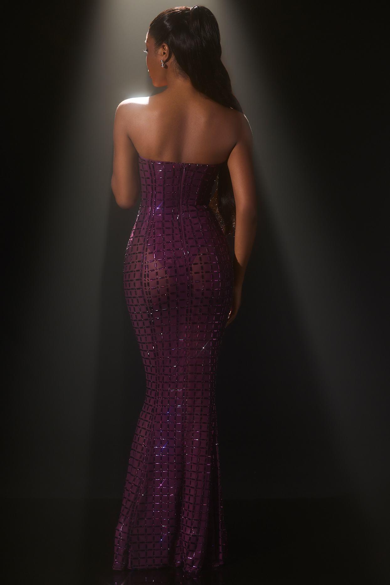 Embellished Strapless Gown in Deep Purple Product Image
