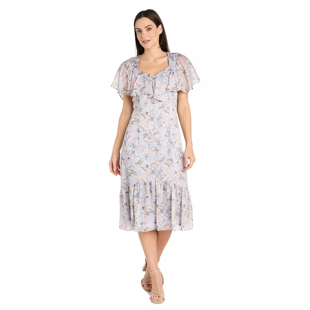 Women's R&M Richards Capelet Shirred Midi Dress,  Product Image