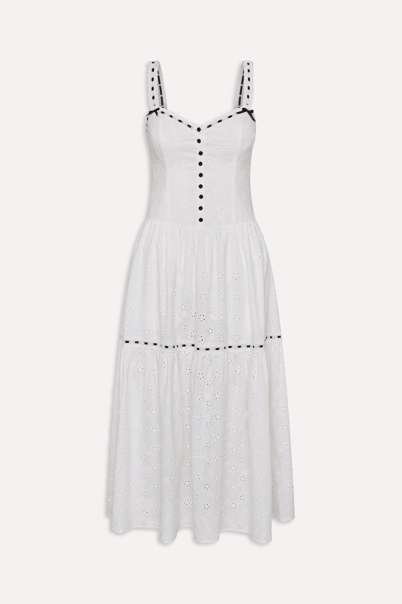 x BELLA HADID Bishop Eyelet Maxi Dress - Salt Air Eyelet Product Image