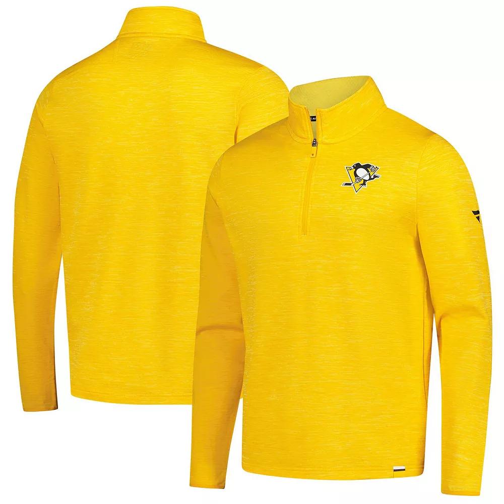 Men's Fanatics Heather Gold Pittsburgh Penguins Authentic Pro Lightweight Quarter-Zip Pullover,  Product Image