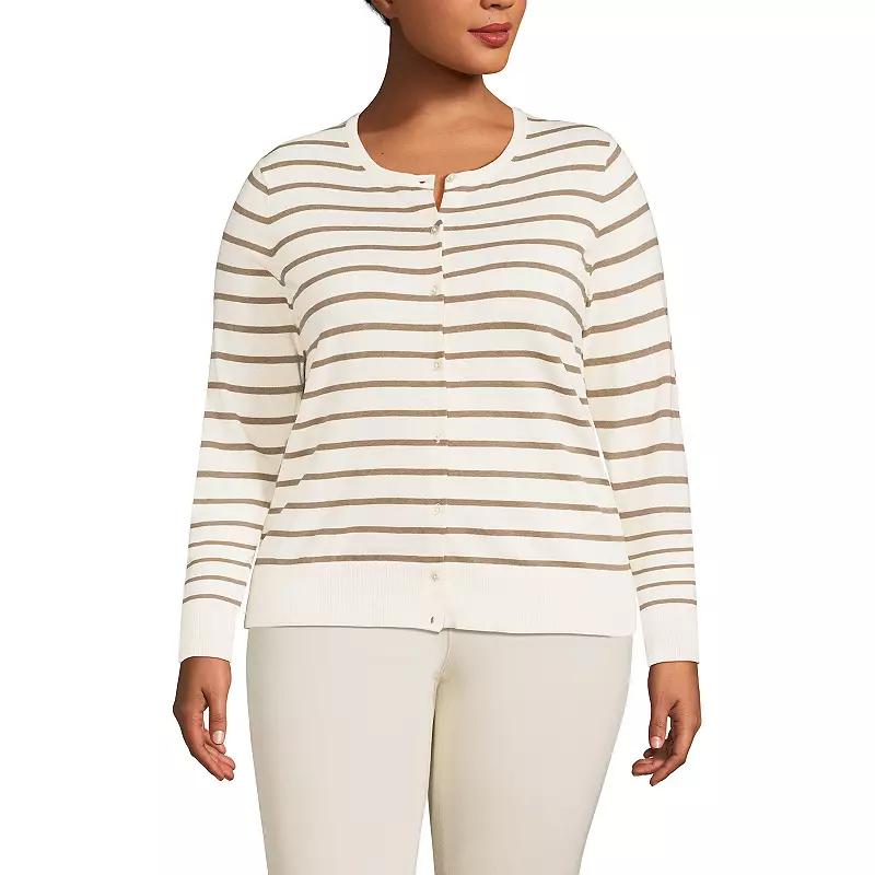 Plus Size Lands' End Fine Gauge Cotton Cardigan Sweater, Women's, Size: 1XL, Black Product Image