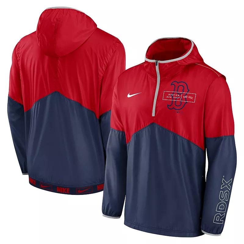 Men's Nike Red/Royal Chicago Cubs Overview Half-Zip Hoodie Jacket, Size: XL Product Image