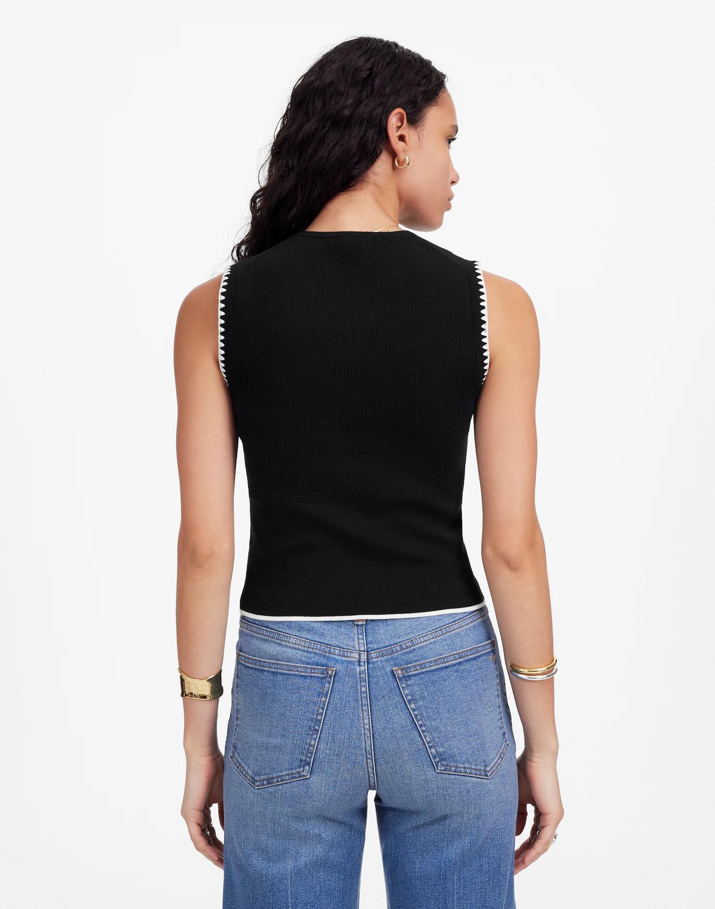 Blanket-Stitch Crewneck Sweater Tank Product Image