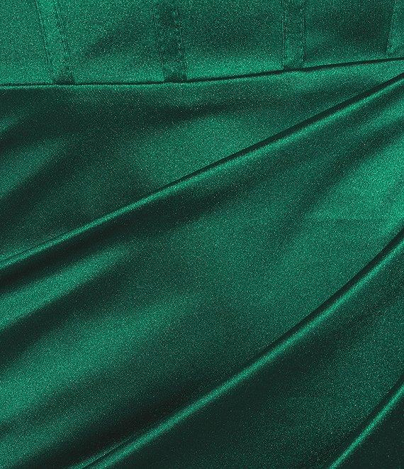 Honey and Rosie Sateen Spaghetti Strap V-Neck Short Fitted Dress Product Image