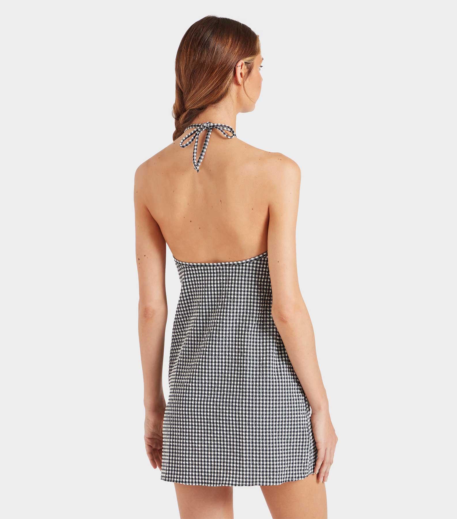 Gingham Seersucker Mini Dress - Black Gingham Product Image